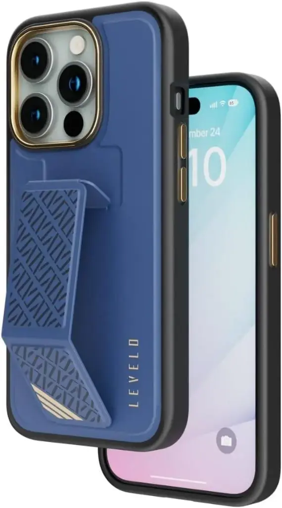 LEVELO MORPHIX CUERO CASE FOR IPHONE 15 PRO | GOLD BLUE